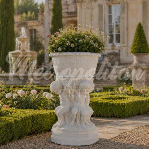 JBU410 Marble Three Boys Planter Urn by Metropolitan Galleries Inc Vignette WM