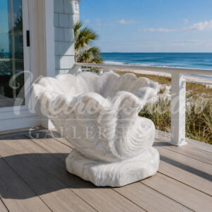 JBU415 Marble Shell Planter Urn Sculpture by Metropolitan Galleries Inc Vignette WM