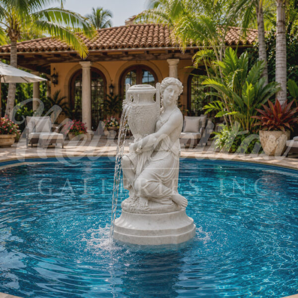 JBF235 Marble Lady holding Urn Fountain Sculpture by Metropolitan Galleries Inc Vignette WM
